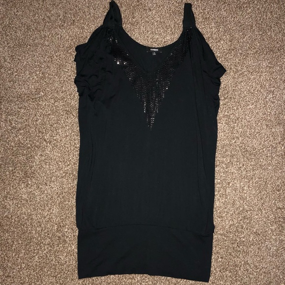 Express Black Sequin Minidress Sz S - Picture 1 of 4