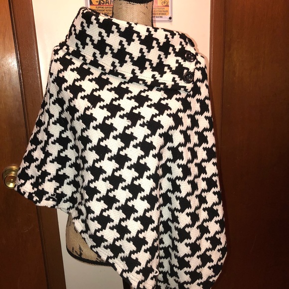 HOUNDSTOOTH PONCHO SHAWL SZ MED LAST KISS - Picture 8 of 8