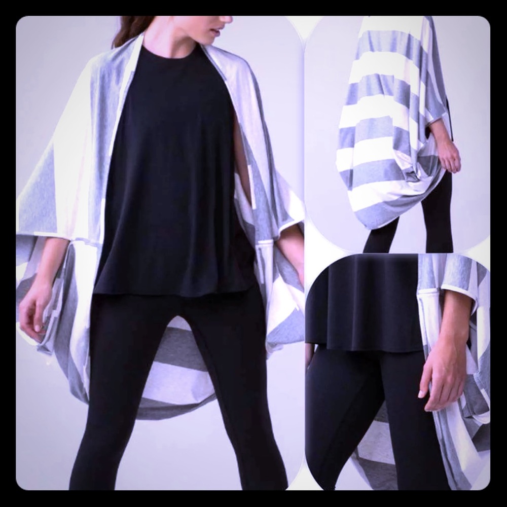Lululemon Sage Striped Scarf Top. Grey & White