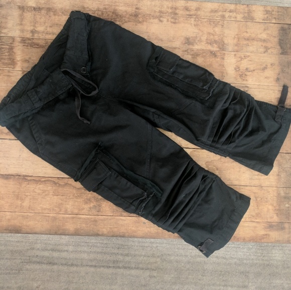 Original 90s Designer vintage cargo pants | black denim with silk edges - Picture 2 of 4