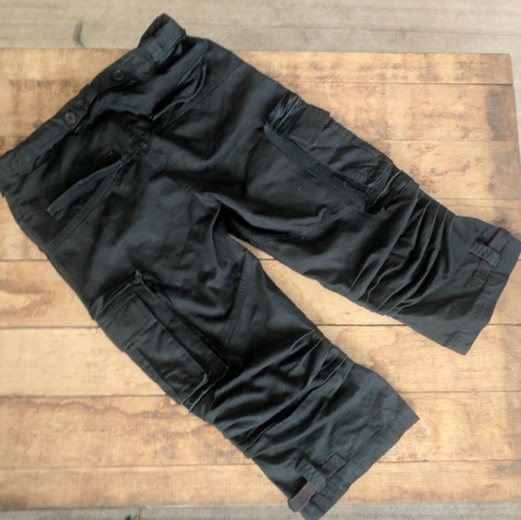 Original 90s Designer vintage cargo pants | black denim with silk edges - Picture 3 of 4