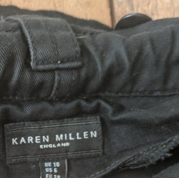 Original 90s Designer vintage cargo pants | black denim with silk edges - Picture 4 of 4