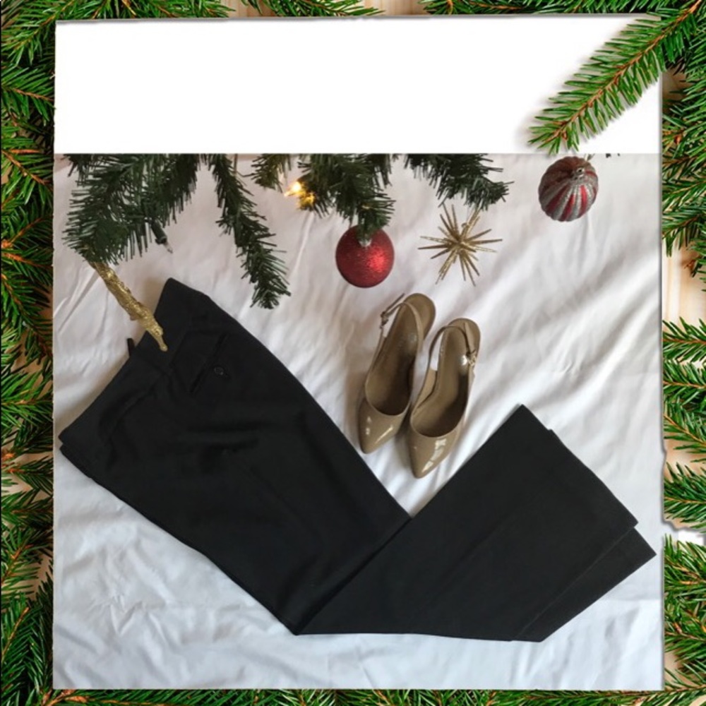 Dark grey slacks.