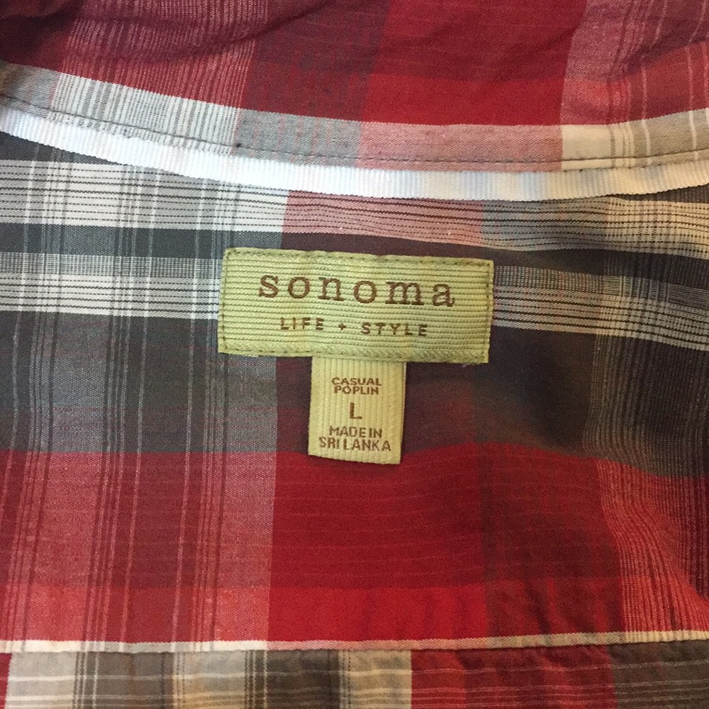 Plaid Button Down (Red, Gray, White Plaid)
