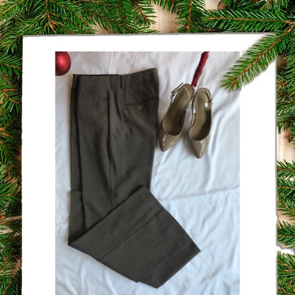 Brown slacks.