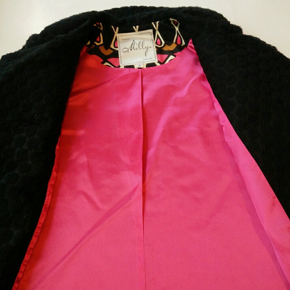 🎌[Milly of newyork]black blazer pink lining sz 0 - Picture 2 of 5
