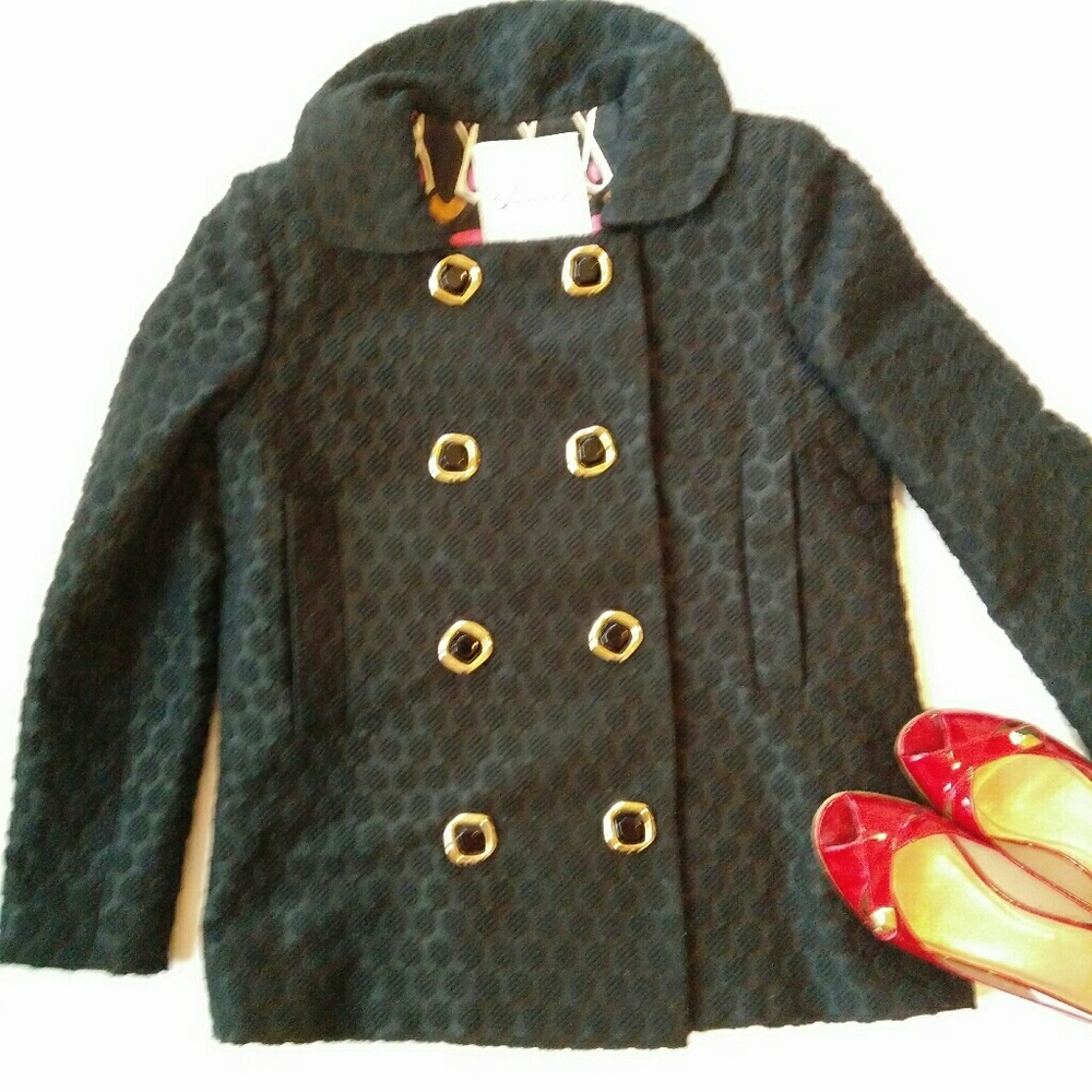 🎌[Milly of newyork]black blazer pink lining sz 0