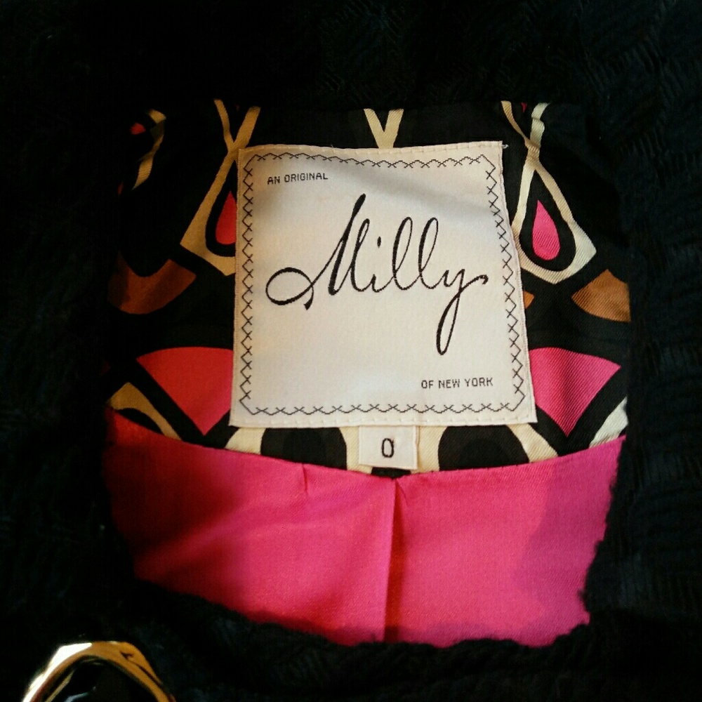 🎌[Milly of newyork]black blazer pink lining sz 0 - Picture 3 of 5