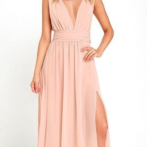 Blush/pink bridesmaid dress/maxi gown from Lulus