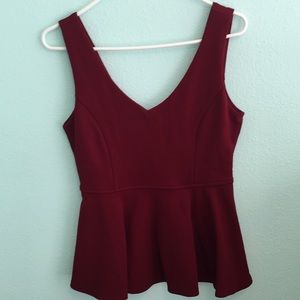 Burgundy peplum top