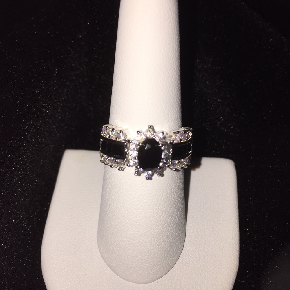 Blue Halo Sterling Silver CZ Ring