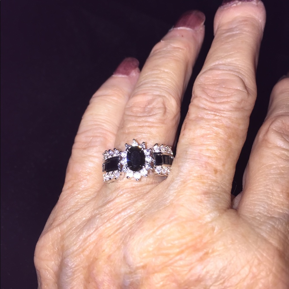 Blue Halo Sterling Silver CZ Ring - Picture 2 of 4
