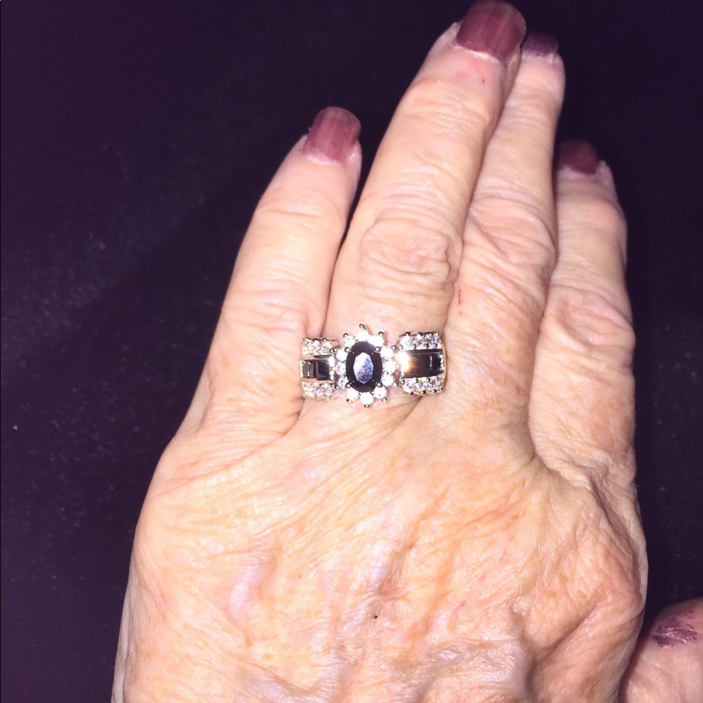 Blue Halo Sterling Silver CZ Ring - Picture 4 of 4