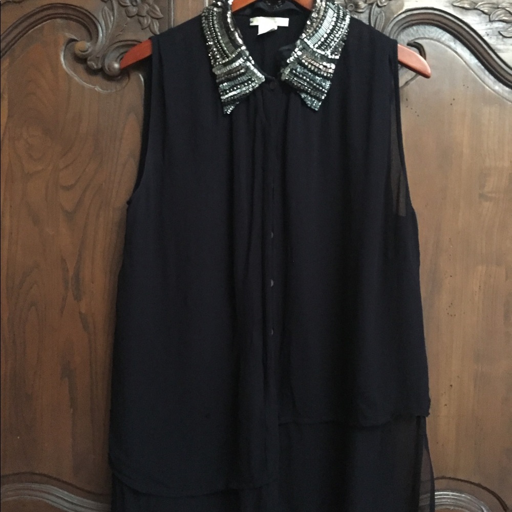 Vintage Black Chiffon Top