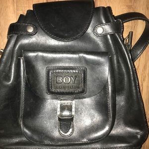 Black leather backpack