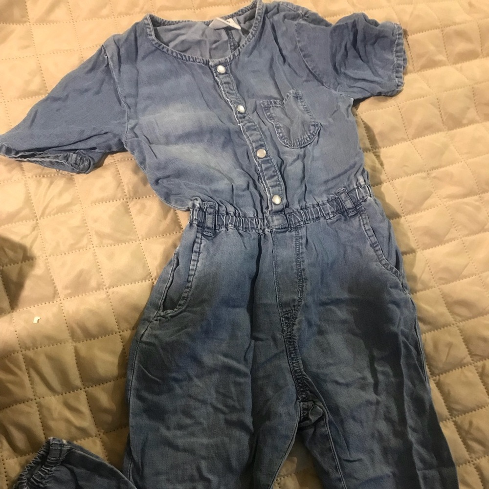 Girls Denim Romper Pants