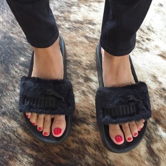 puma fluffy slides quilt