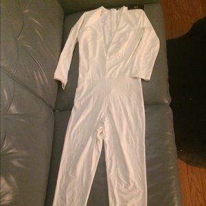 Deep V Suede Jumpsuit