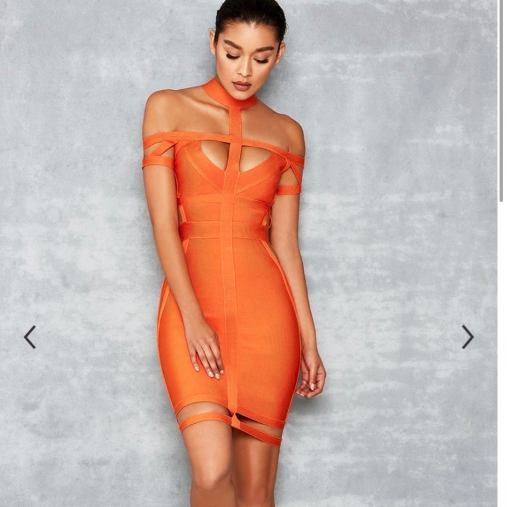 Orange Bandage Cut Out Dress