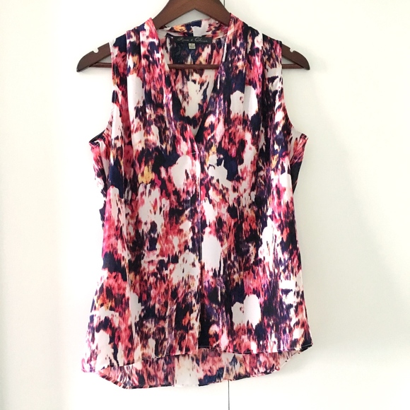 Rose & Olive Tops - Abstract Floral Print Flowy Sleeveless Blouse