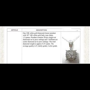 10k White gold diamond cluster pendant.