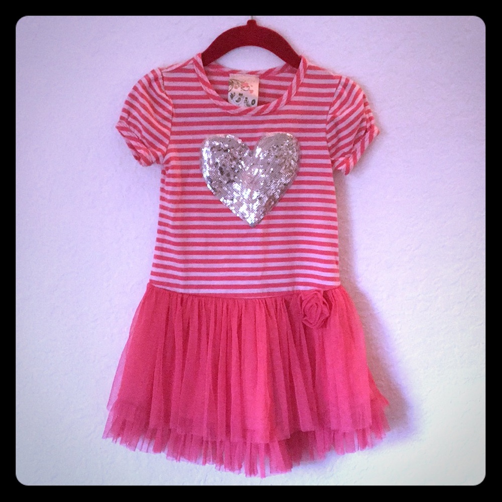 Jenna & Jessie 2T Pink Dress/Silver Sequined Heart