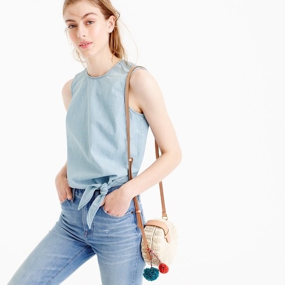 J. Crew Tops - NWT Jcrew Chambray Denim Tie Front Shirt
