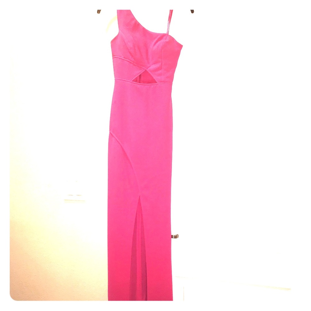 Pink one shoulder BCBG evening gown