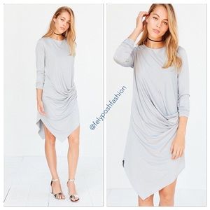 Silence + Noise Gray Xander Drape-side Midi Dress