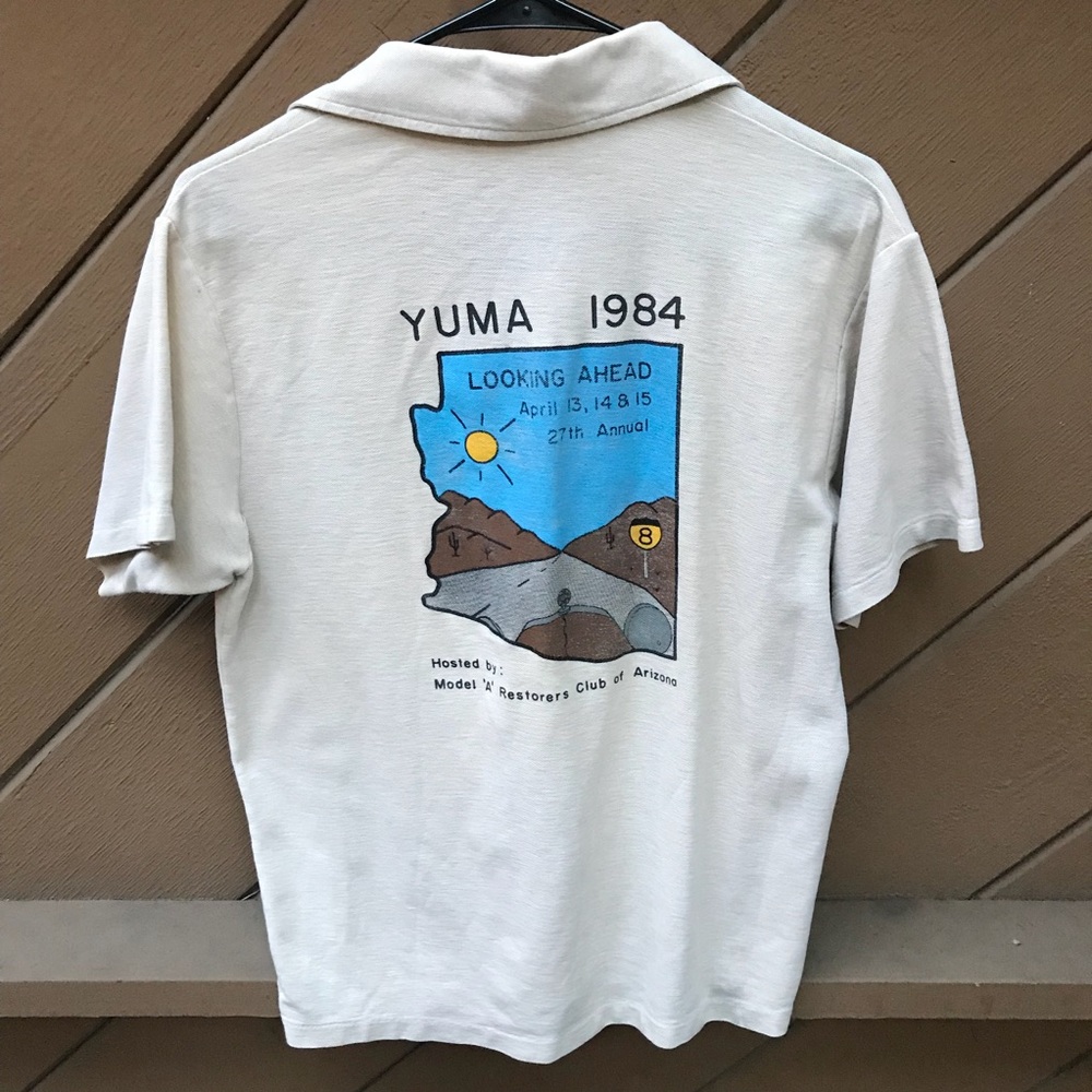 Vintage 80s Tan Graphic Polo Tee