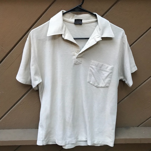 Vintage 80s Tan Graphic Polo Tee - Picture 2 of 5