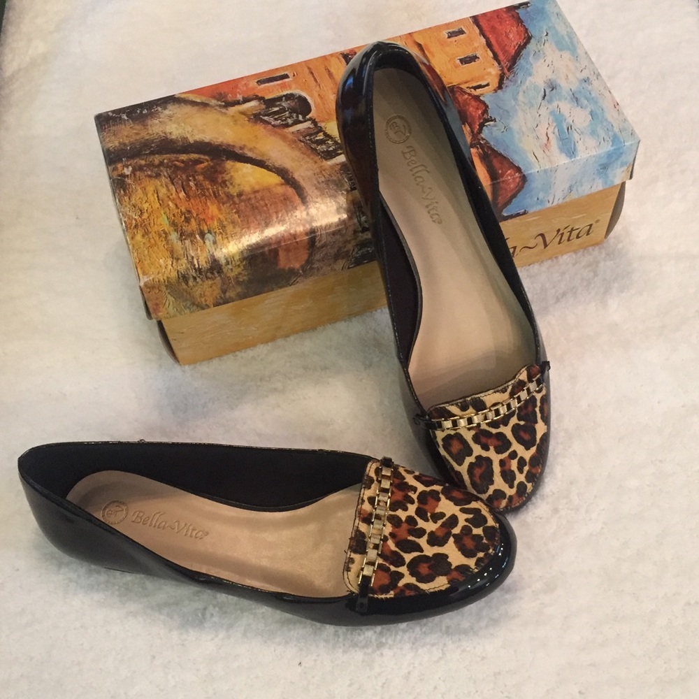 Bella Vita Black Leopard Flats