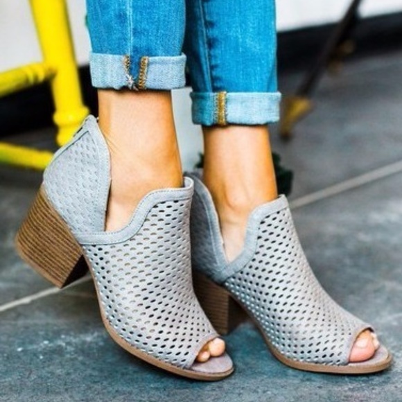 Shoes - CCO Peep Toe Booties Ash Grey