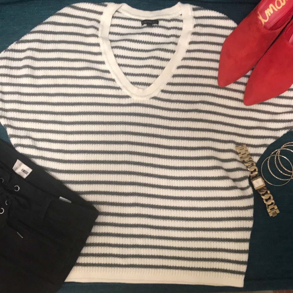 Dolman sleeve striped sweater