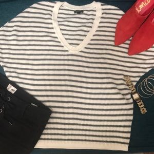 Dolman sleeve striped sweater