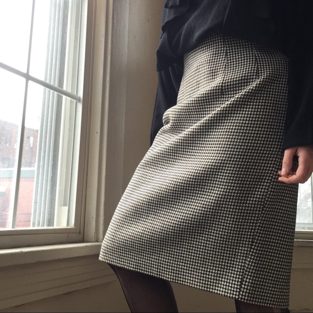 Vintage 100% Wool Houndstooth Pencil Skirt