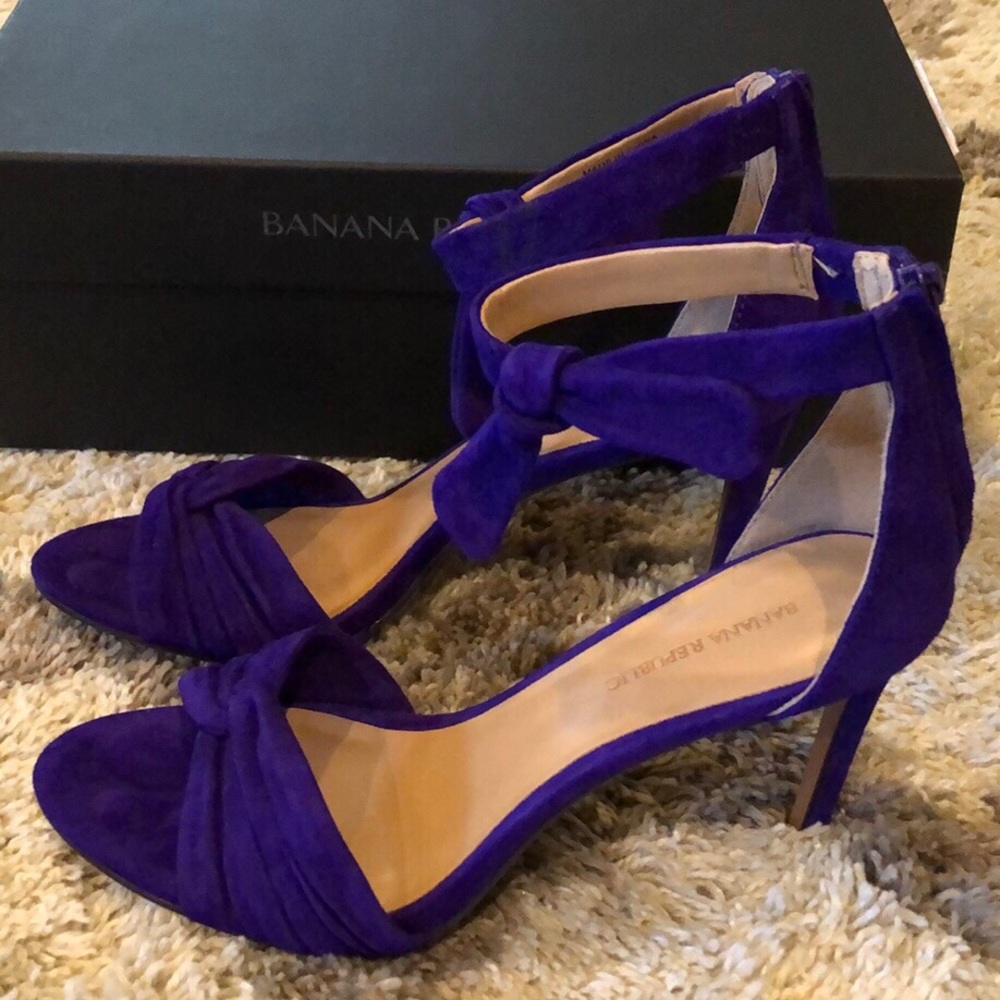Banana Republic Amethyst Suede Ankle-Bow High Heel