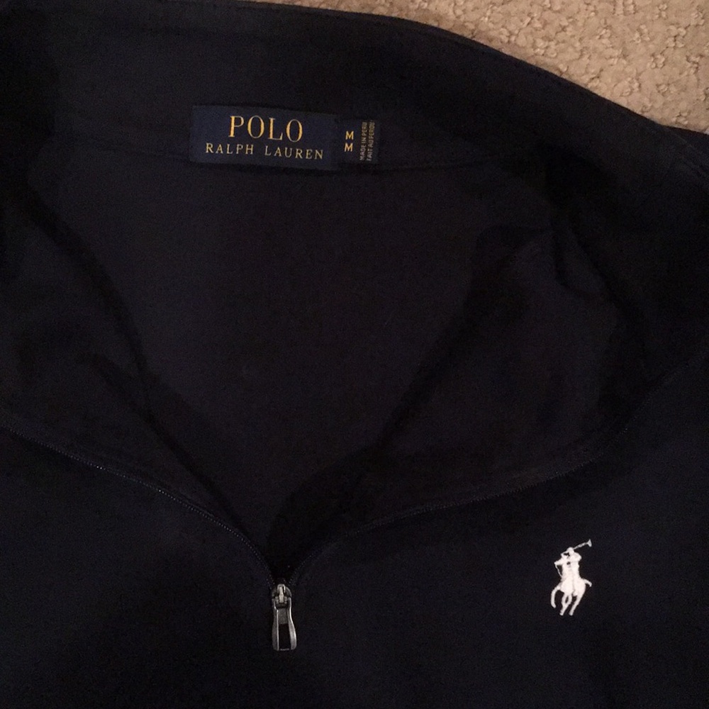 Navy Polo 1/4 zip - Picture 2 of 3