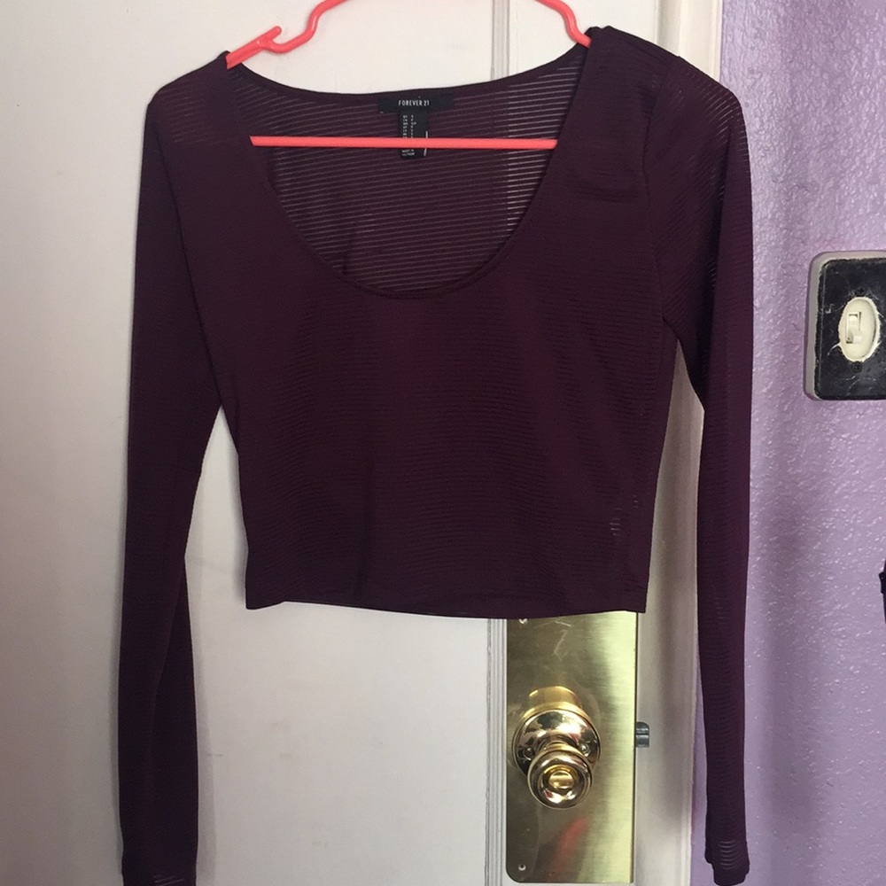 Burgundy crop shirt
