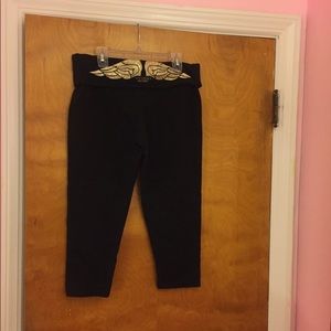 VS crop leggings gold glitter wings