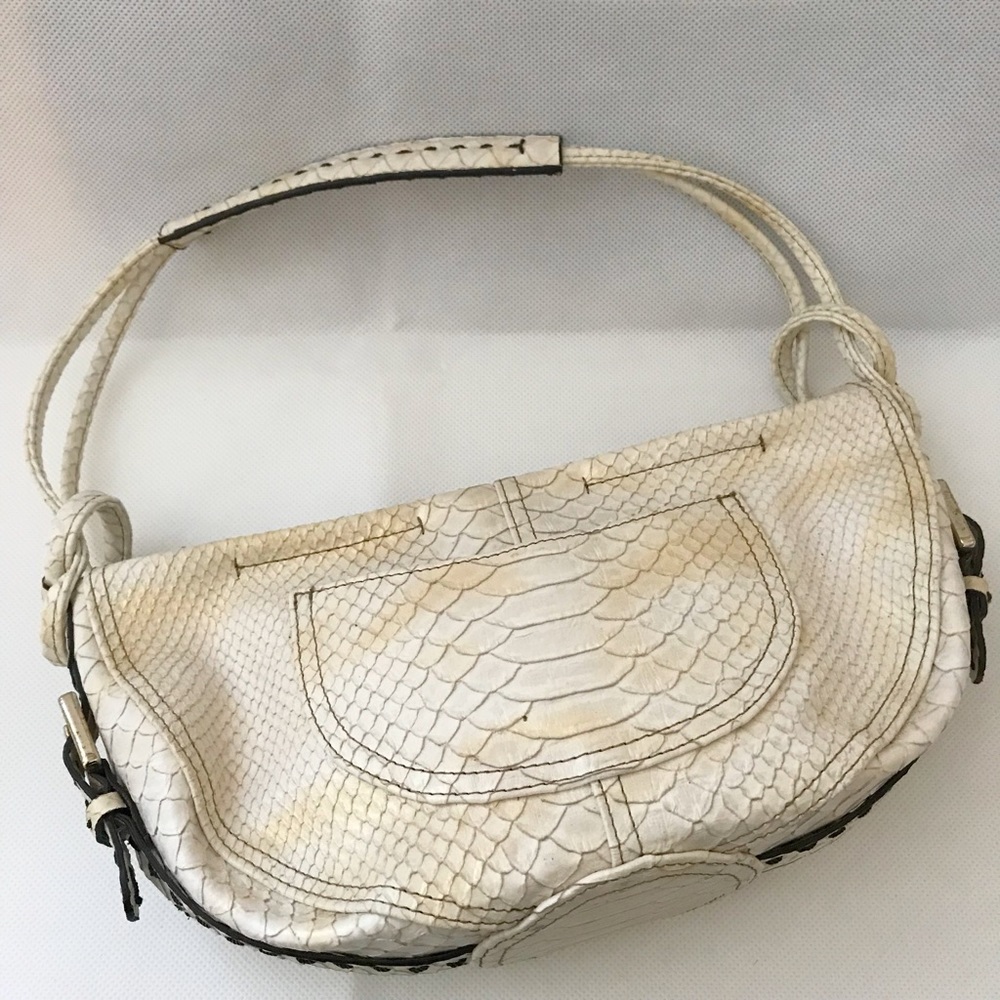 Y2K Liz Claiborne Hobo Baguette Handbag Ivory / Light Gold