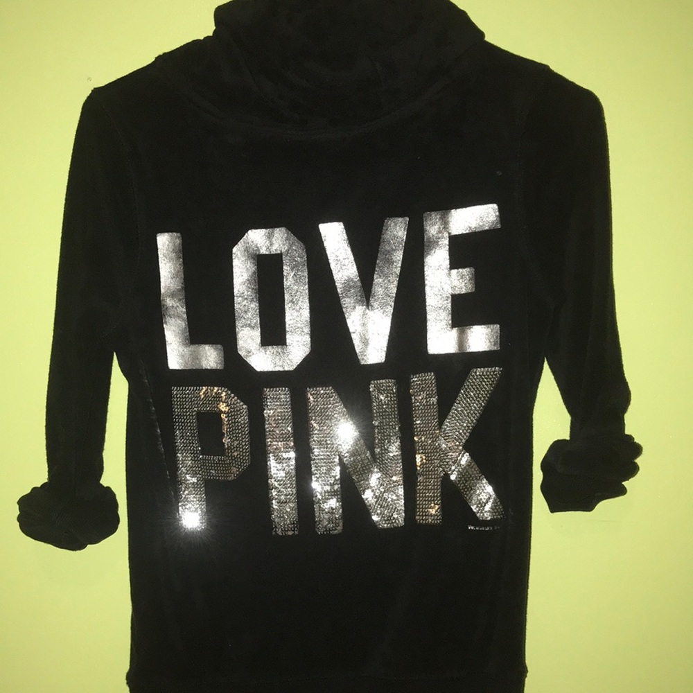 PINK blinged Terrycloth hoodie.