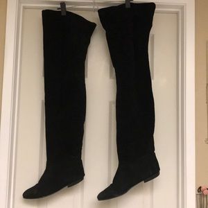 Black suede thigh high boots size 9