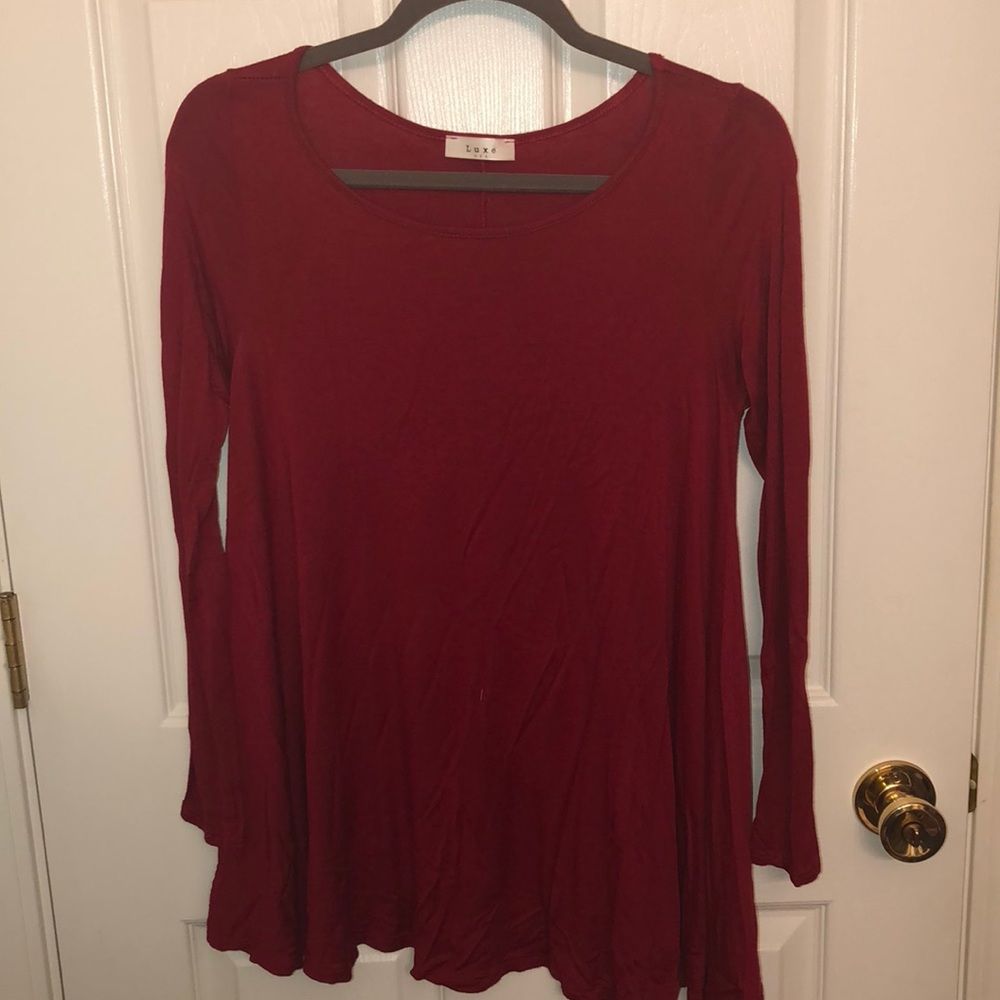 Flowy red long sleeve top