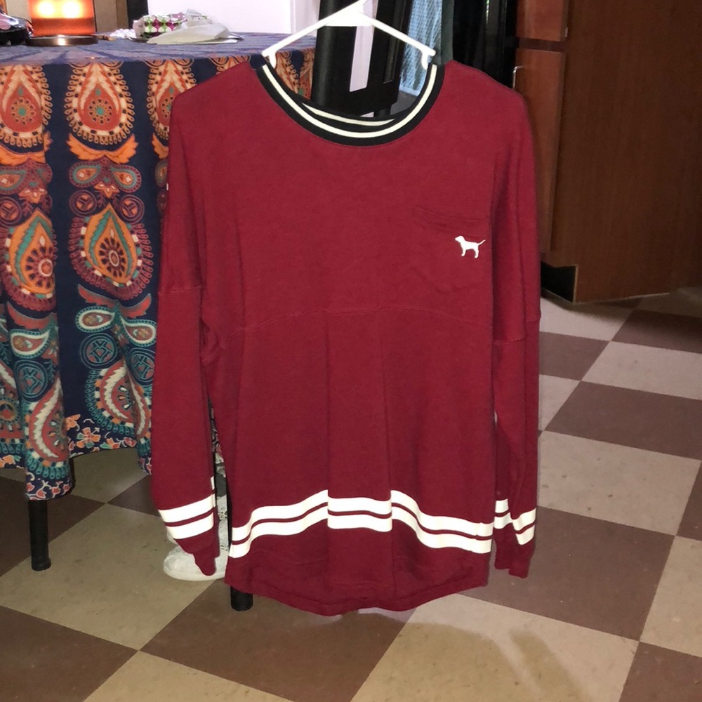 VS Pink (maroon) Varsity long sleeve
