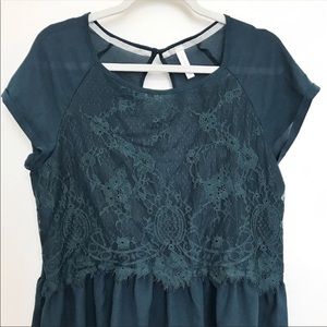 Dark Green Lace Top