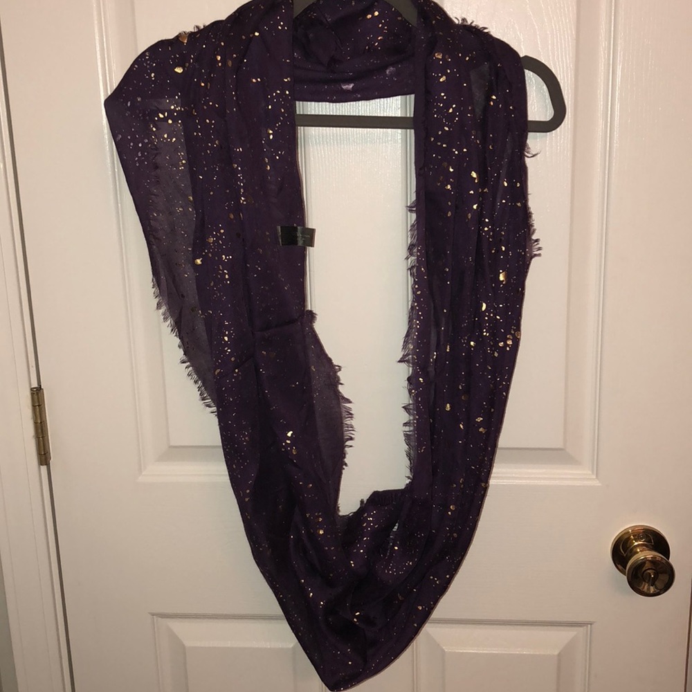 Purple infinity scarf with gold flecks