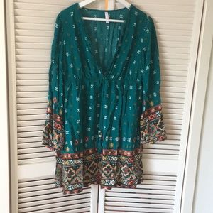 Teal patterned dress