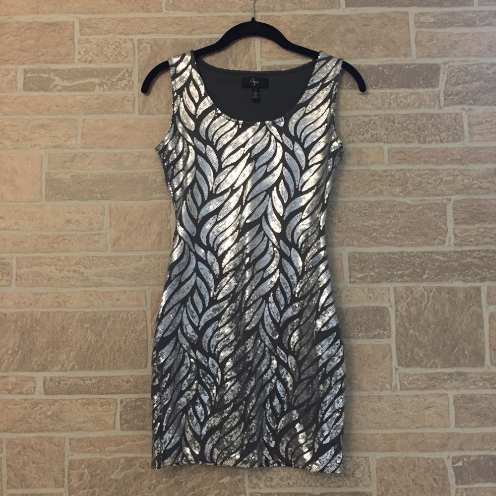 Silver sequined tank dress