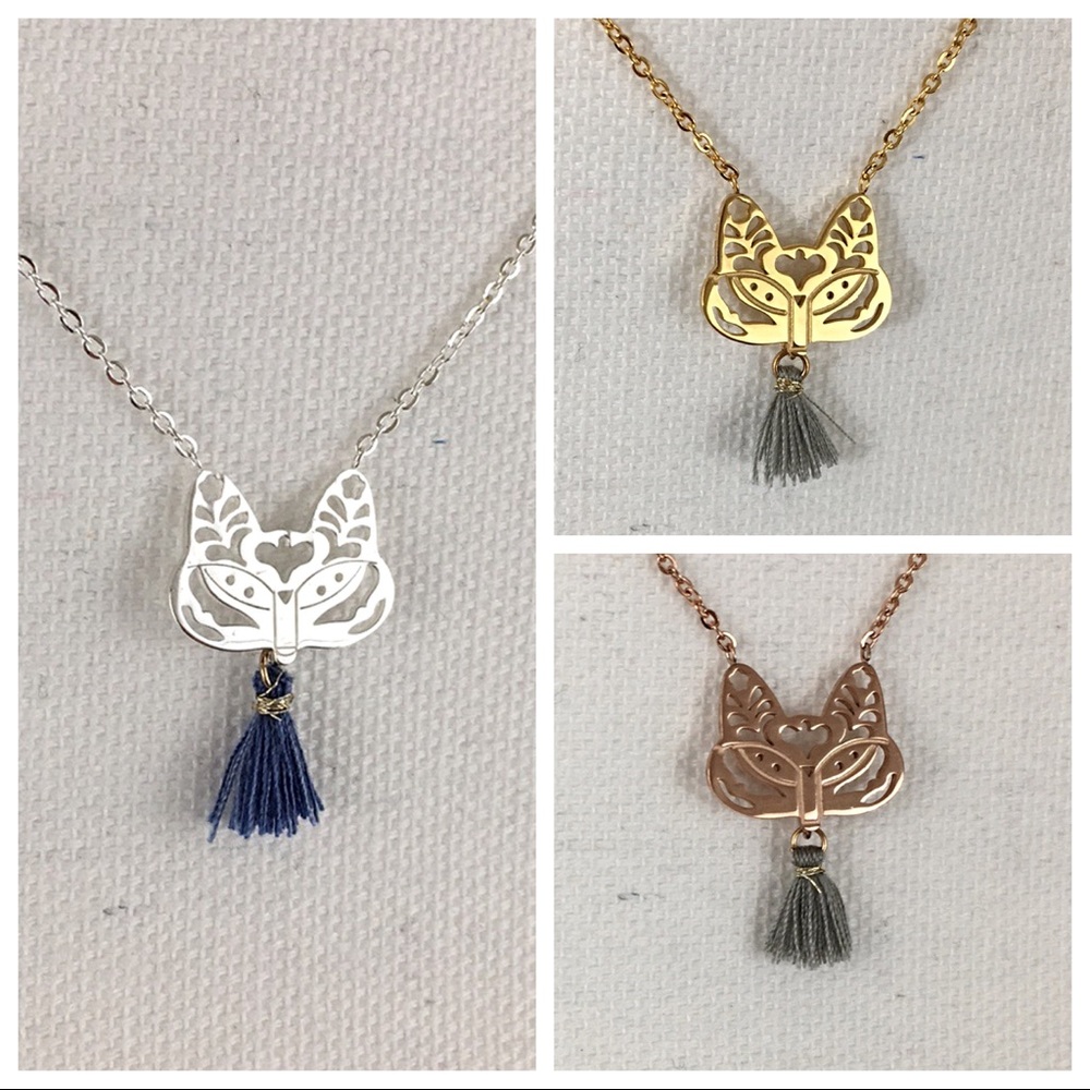 Tribal Fox and Tassel Necklace